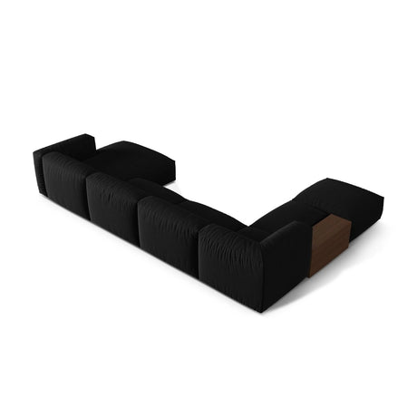 Martina modulares Panorama-Sofa, Links, mit Bezug aus Strukturierter Stoff (BoBlack) in Schwarz, 406x280 cm – Bild 4