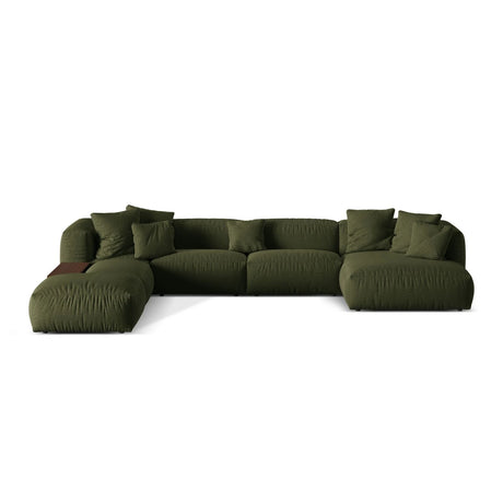 Martina modulares Panorama-Sofa, Links, mit Bezug aus Strukturierter Stoff (BoFores) in Grün, 406x280 cm – Bild 1