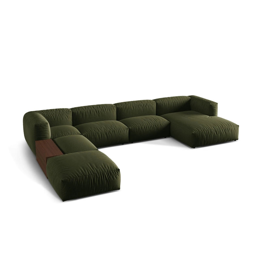Martina modulares Panorama-Sofa, Links, mit Bezug aus Strukturierter Stoff (BoFores) in Grün, 406x280 cm – Bild 3