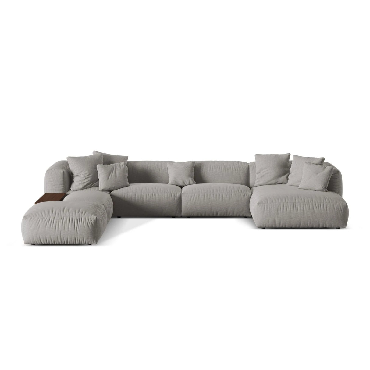 Martina modulares Panorama-Sofa, Links, mit Bezug aus Strukturierter Stoff (BoLiGre) in Hellgrau, 406x280 cm – Bild 1