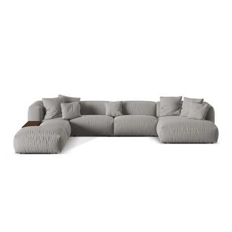 Martina modulares Panorama-Sofa, Links, mit Bezug aus Strukturierter Stoff (BoLiGre) in Hellgrau, 406x280 cm – Bild 1