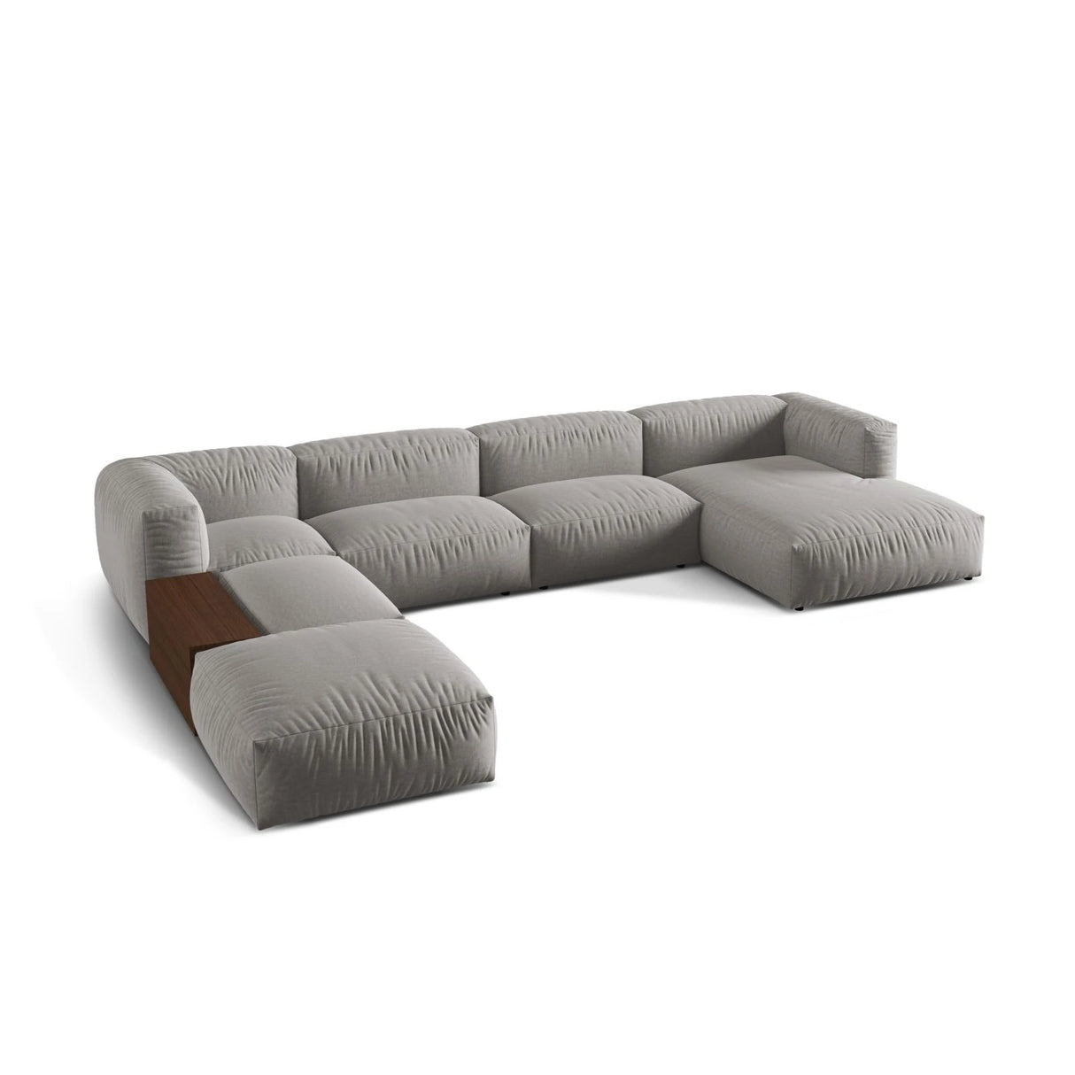 Martina modulares Panorama-Sofa, Links, mit Bezug aus Strukturierter Stoff (BoLiGre) in Hellgrau, 406x280 cm – Bild 3