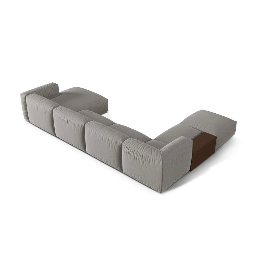 Martina modulares Panorama-Sofa, Links, mit Bezug aus Strukturierter Stoff (BoLiGre) in Hellgrau, 406x280 cm – Bild 4
