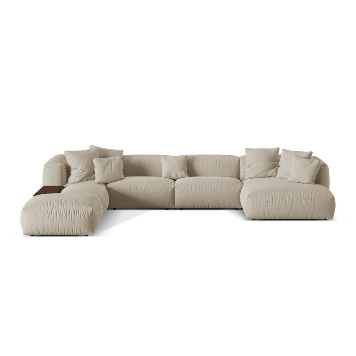 Martina modulares Panorama-Sofa, Links, mit Bezug aus Strukturierter Stoff (BoToffee) in Leichtes Beige, 406x280 cm – Bild 1