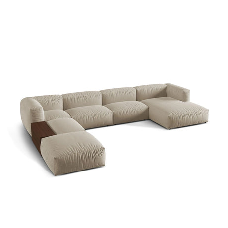 Martina modulares Panorama-Sofa, Links, mit Bezug aus Strukturierter Stoff (BoToffee) in Leichtes Beige, 406x280 cm – Bild 3
