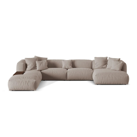 Martina modulares Panorama-Sofa, Links, mit Bezug aus Strukturierter Stoff (BoTruf) in Dunkelbeige, 406x280 cm – Bild 1