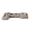 Martina modulares Panorama-Sofa, Links, mit Bezug aus Strukturierter Stoff (BoTruf) in Dunkelbeige, 406x280 cm – Bild 1