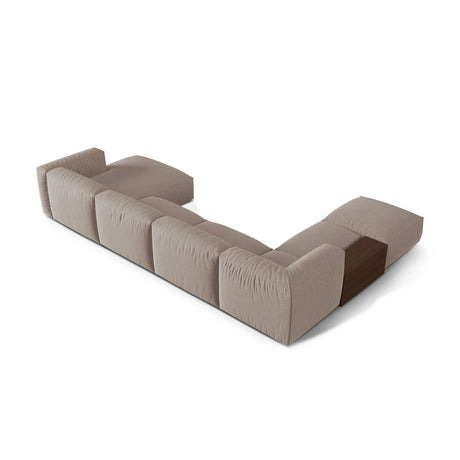 Martina modulares Panorama-Sofa, Links, mit Bezug aus Strukturierter Stoff (BoTruf) in Dunkelbeige, 406x280 cm – Bild 4
