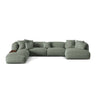 Martina modulares Panorama-Sofa, Links, mit Bezug aus Strukturierter Stoff (BoWaGreen) in Moss Green, 406x280 cm – Bild 1
