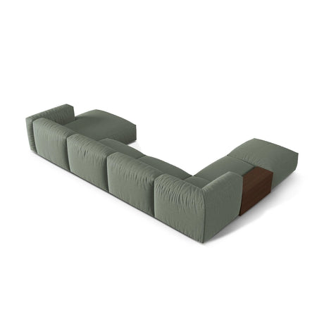 Martina modulares Panorama-Sofa, Links, mit Bezug aus Strukturierter Stoff (BoWaGreen) in Moss Green, 406x280 cm – Bild 4