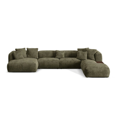 Martina modulares Panorama-Sofa, Rechts, mit Bezug aus Cord (Til37) in Moss Green, 406x280 cm – Bild 1