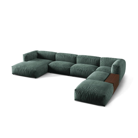Martina modulares Panorama-Sofa, Rechts, mit Bezug aus Samt (Vog12) in Petrol, 406x280 cm – Bild 3