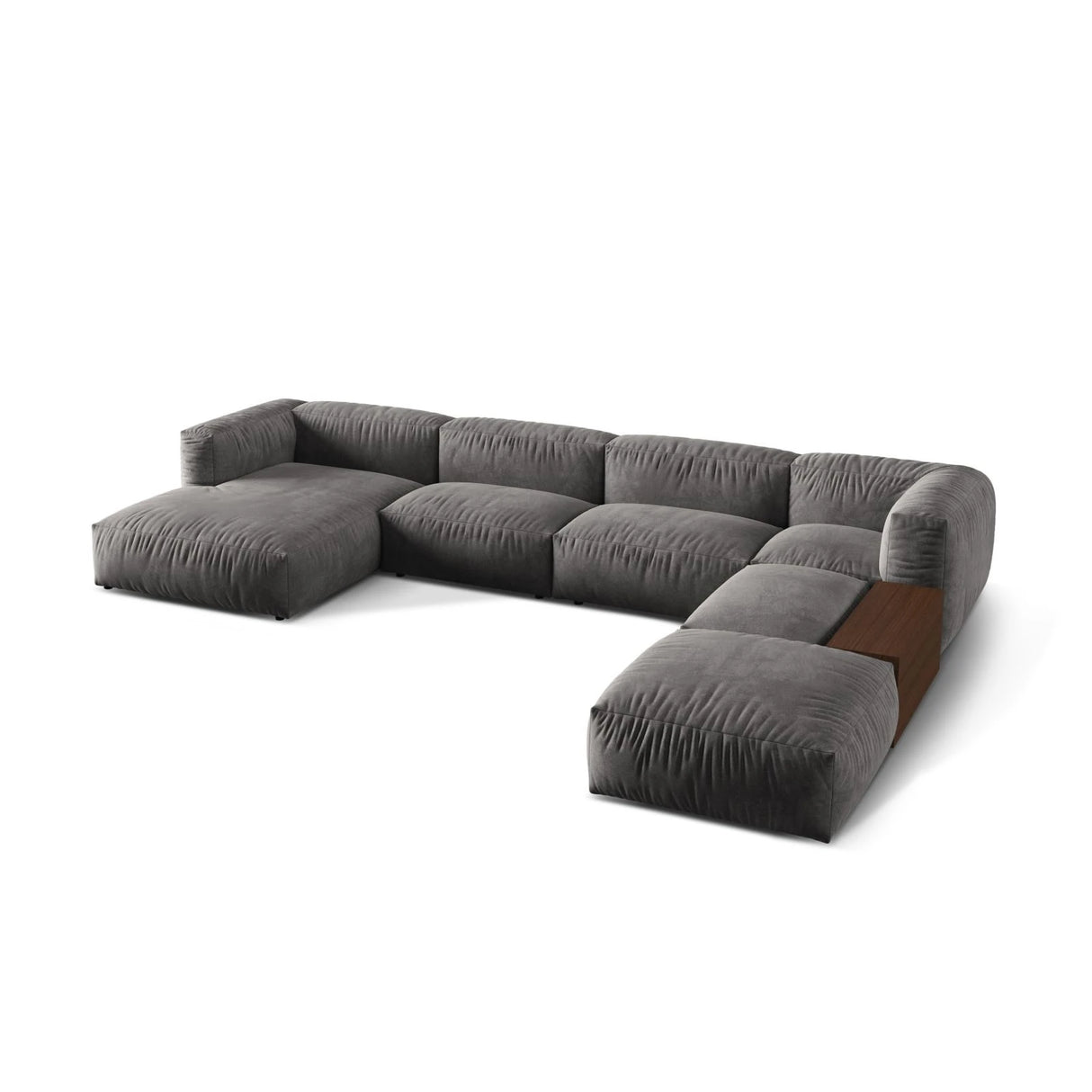 Martina modulares Panorama-Sofa, Rechts, mit Bezug aus Samt (Vog15) in Grau, 406x280 cm – Bild 3