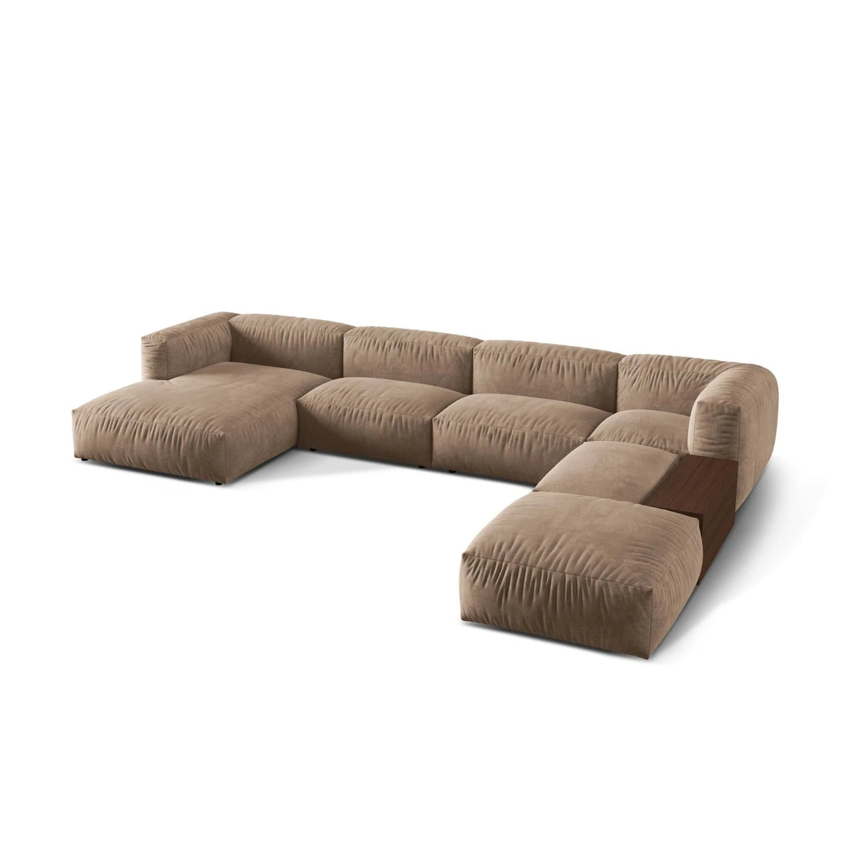 Martina modulares Panorama-Sofa, Rechts, mit Bezug aus Samt (Vog3) in Dunkelbeige, 406x280 cm – Bild 3