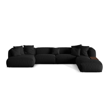 Martina modulares Panorama-Sofa, Rechts, mit Bezug aus Strukturierter Stoff (BoBlack) in Schwarz, 406x280 cm – Bild 1