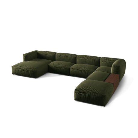 Martina modulares Panorama-Sofa, Rechts, mit Bezug aus Strukturierter Stoff (BoFores) in Grün, 406x280 cm – Bild 3