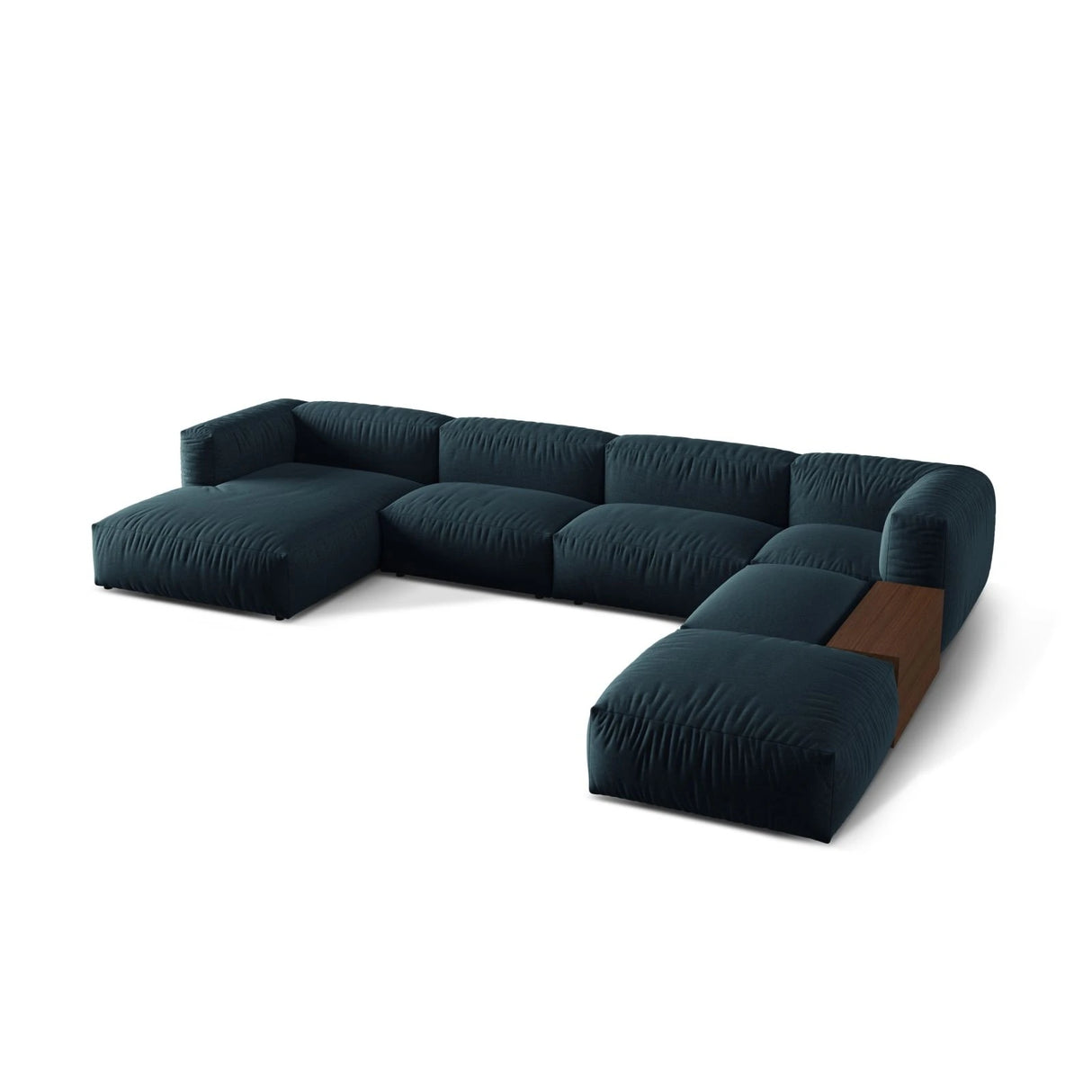 Martina modulares Panorama-Sofa, Rechts, mit Bezug aus Strukturierter Stoff (BoOcean) in Blau Jeans, 406x280 cm – Bild 3