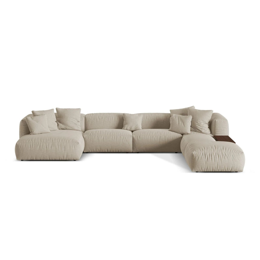 Martina modulares Panorama-Sofa, Rechts, mit Bezug aus Strukturierter Stoff (BoToffee) in Leichtes Beige, 406x280 cm – Bild 1