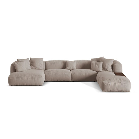 Martina modulares Panorama-Sofa, Rechts, mit Bezug aus Strukturierter Stoff (BoTruf) in Dunkelbeige, 406x280 cm – Bild 1