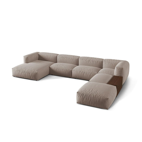 Martina modulares Panorama-Sofa, Rechts, mit Bezug aus Strukturierter Stoff (BoTruf) in Dunkelbeige, 406x280 cm – Bild 3