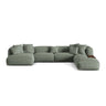 Martina modulares Panorama-Sofa, Rechts, mit Bezug aus Strukturierter Stoff (BoWaGreen) in Moss Green, 406x280 cm – Bild 1