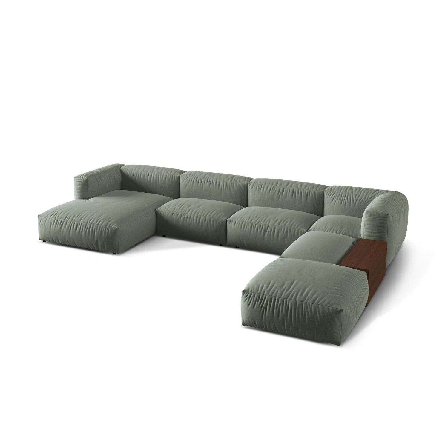 Martina modulares Panorama-Sofa, Rechts, mit Bezug aus Strukturierter Stoff (BoWaGreen) in Moss Green, 406x280 cm – Bild 3