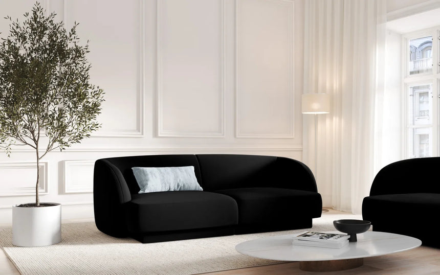 Miley 2-Sitzer Sofa mit Bezug aus Samt (Blu19) in Schwarz, 180x90 cm – Bild 1
