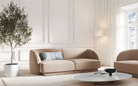 Miley 2-Sitzer Sofa mit Bezug aus Samt (Blu40) in Cappuccino, 180x90 cm – Bild 6