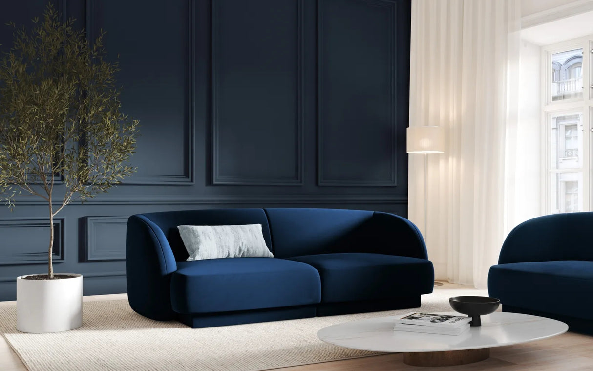 Miley 2-Sitzer Sofa mit Bezug aus Samt (Blu86) in Königsblau, 180x90 cm – Bild 1