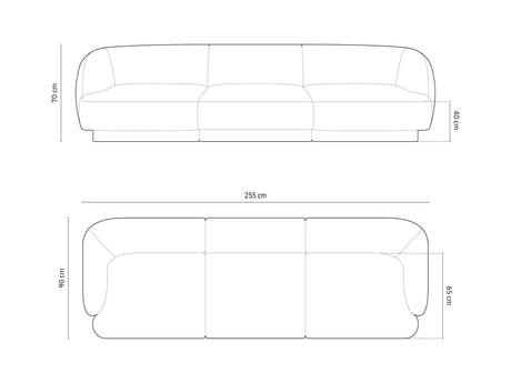 Miley 3-Sitzer Sofa mit Bezug aus Chenille (Haga06) in Hellgrau, 255x90 cm – Bild 5