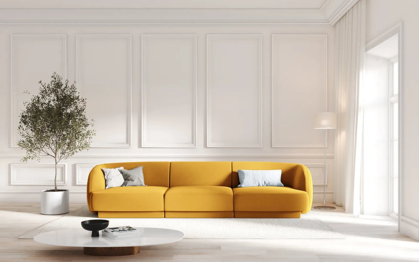 Miley 3-Sitzer Sofa mit Bezug aus Samt (Blu68) in Gelb, 255x90 cm – Bild 6