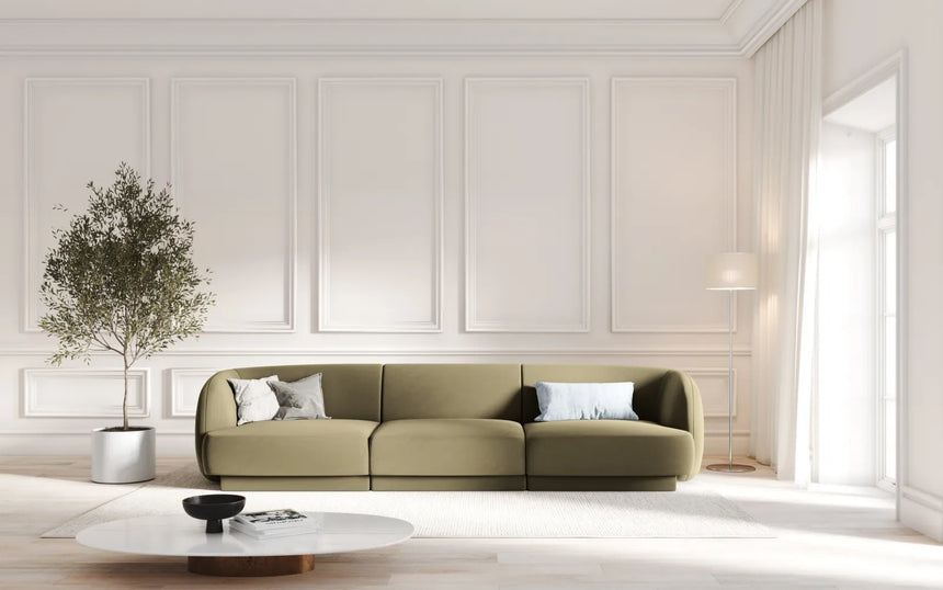 Miley 3-Sitzer Sofa mit Bezug aus Samt (Blu77) in Grün, 255x90 cm – Bild 6