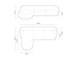 Miley 4-Sitzer Ecksofa Links mit Bezug aus Chenille (Haga78) in Petrol, 255x156 cm – Bild 5