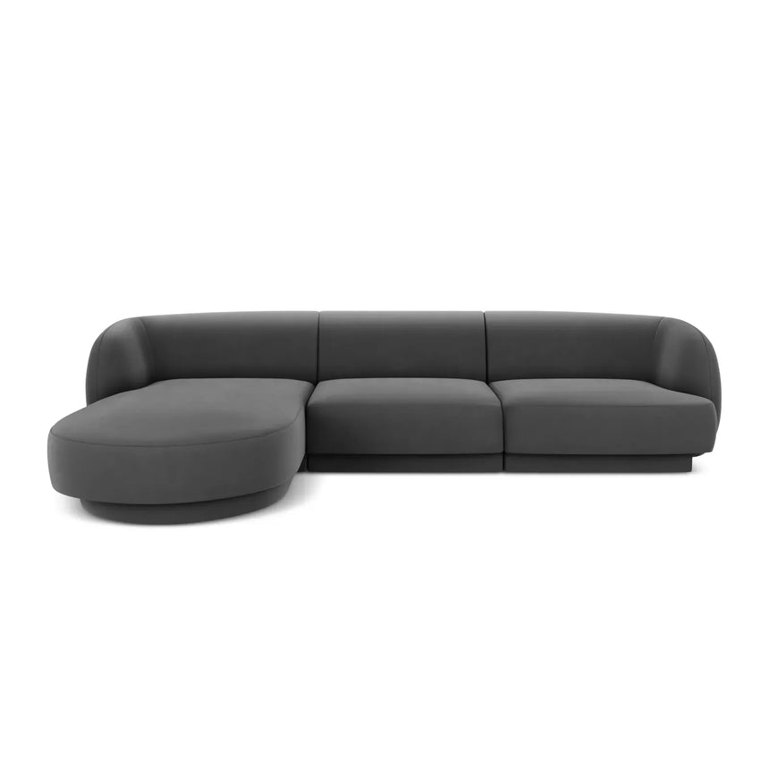 Miley 4-Sitzer Ecksofa Links mit Bezug aus Samt oder Chenille, 255x156 cm - ZEN ZONE Furniture
