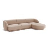 Miley 4-Sitzer Ecksofa Rechts mit Bezug aus Samt oder Chenille, 255x156 cm - ZEN ZONE Furniture