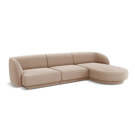 Miley 4-Sitzer Ecksofa Rechts mit Bezug aus Samt oder Chenille, 255x156 cm - ZEN ZONE Furniture