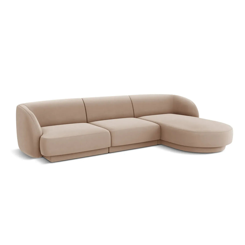 Miley 4-Sitzer Ecksofa Rechts mit Bezug aus Samt oder Chenille, 255x156 cm - ZEN ZONE Furniture
