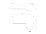 Miley 4-Sitzer Ecksofa Rechts mit Bezug aus Samt (Blu40) in Cappuccino, 255x156 cm – Bild 5