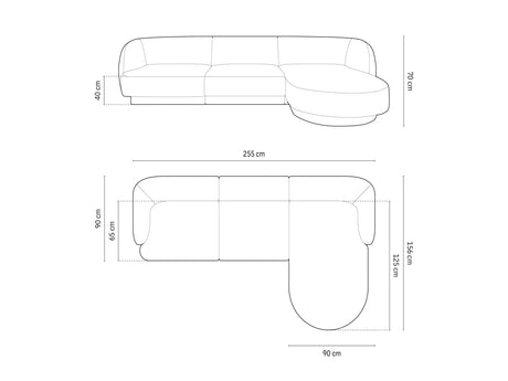 Miley 4-Sitzer Ecksofa Rechts mit Bezug aus Samt oder Chenille, 255x156 cm – Bild 5