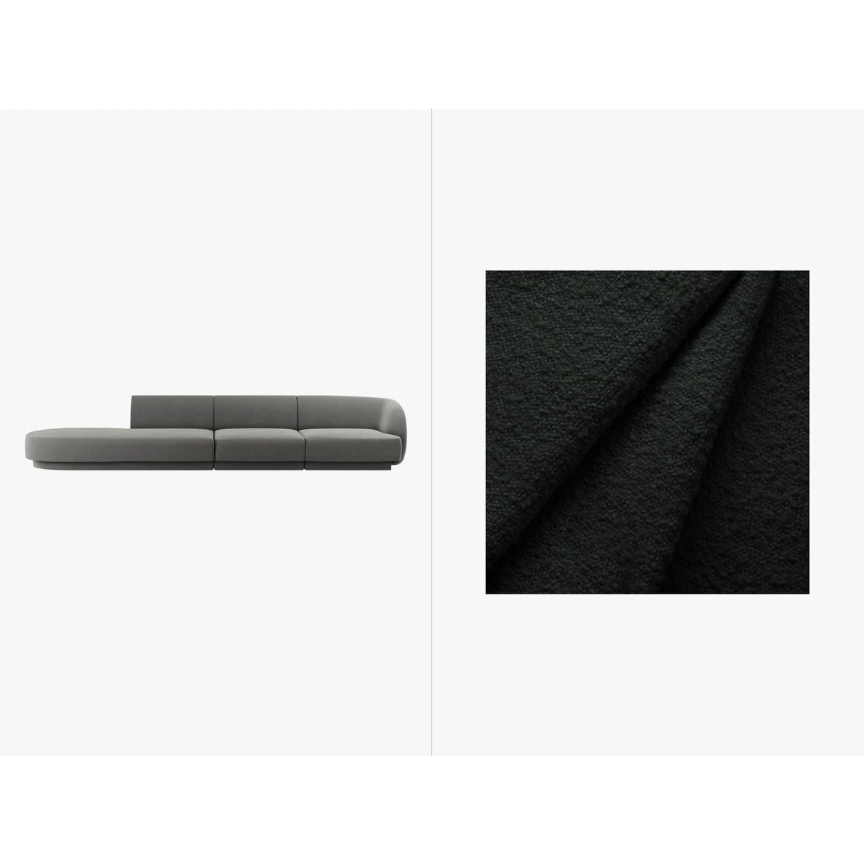 Miley 4-Sitzer Sofa, Linke Seite offen, in Boucle (Bal2082) in Schwarz, 323x90 cm – Bild 1