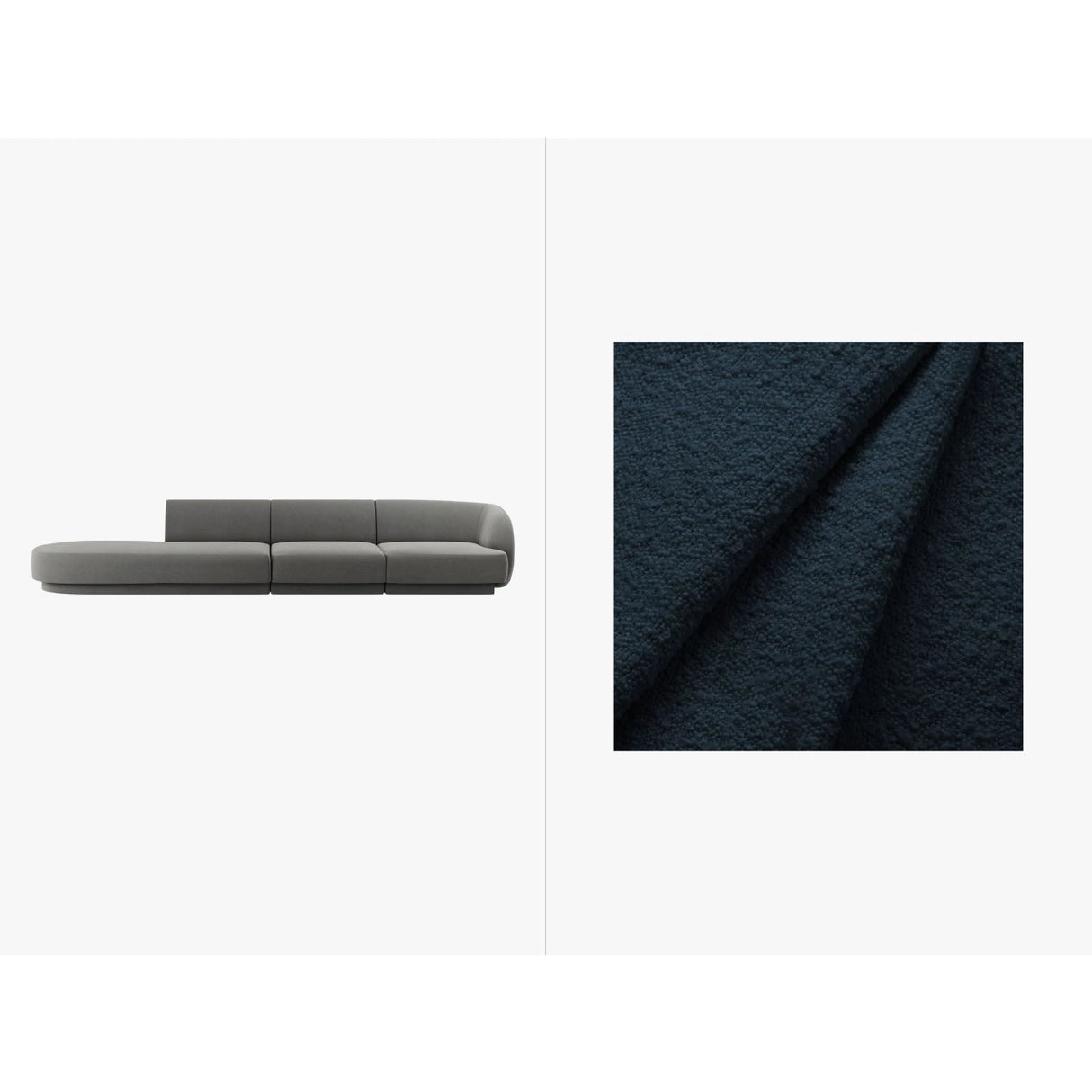 Miley 4-Sitzer Sofa, Linke Seite offen, in Boucle (Bal2088) in Dunkelblau, 323x90 cm – Bild 1