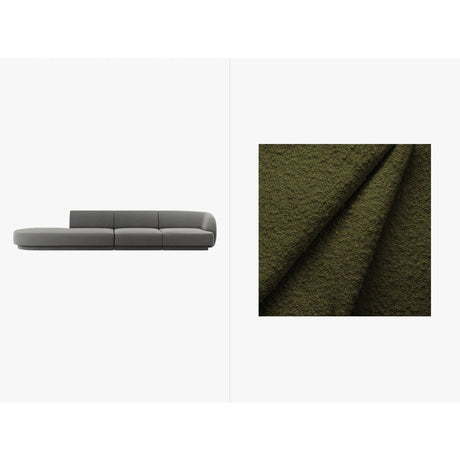 Miley 4-Sitzer Sofa, Linke Seite offen, in Boucle (Bal2090) in Dunkles olivgrün, 323x90 cm – Bild 1