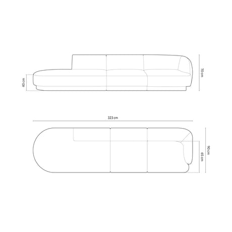 Miley 4-Sitzer Sofa, Linke Seite offen, in Chenille (Haga30) in Beige, 323x90 cm – Bild 2