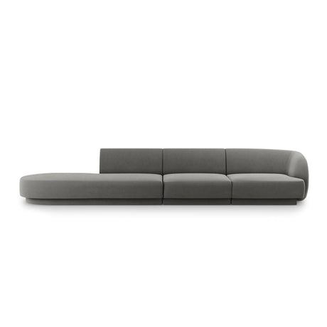 Miley 4-Sitzer Sofa, Linke Seite offen, in Samt (Blu13) in Hellgrau, 323x90 cm – Bild 1