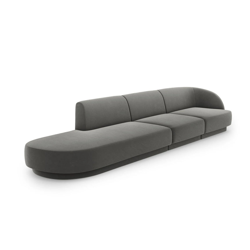 Miley 4-Sitzer Sofa, Linke Seite offen, in Samt (Blu13) in Hellgrau, 323x90 cm – Bild 3