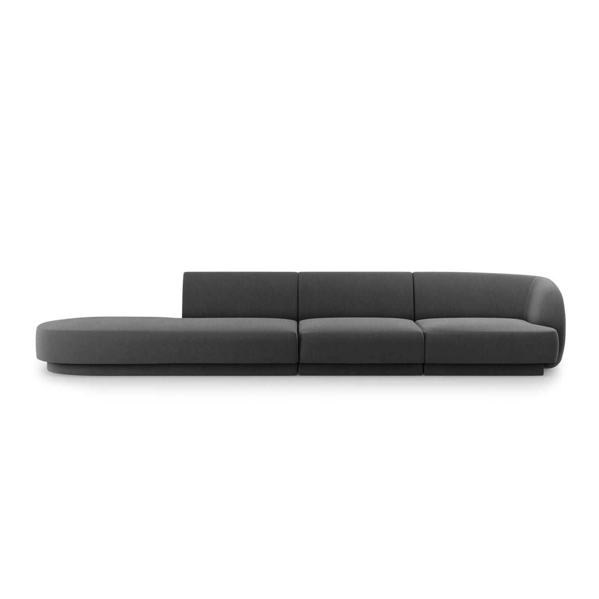Miley 4-Sitzer Sofa, Linke Seite offen, in Samt (Blu14) in Grau, 323x90 cm – Bild 1
