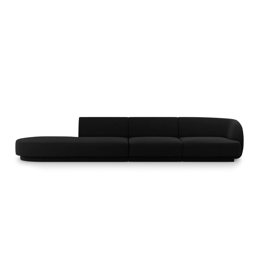 Miley 4-Sitzer Sofa, Linke Seite offen, in Samt (Blu19) in Schwarz, 323x90 cm – Bild 1