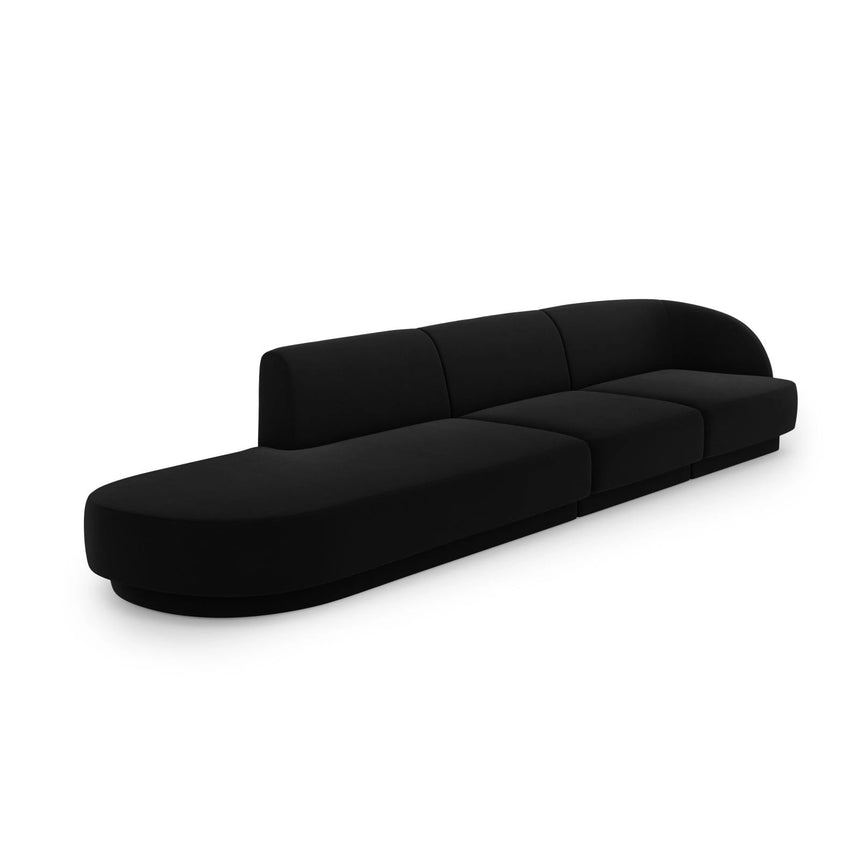 Miley 4-Sitzer Sofa, Linke Seite offen, in Samt (Blu19) in Schwarz, 323x90 cm – Bild 3