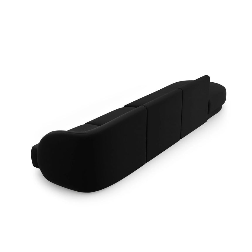 Miley 4-Sitzer Sofa, Linke Seite offen, in Samt (Blu19) in Schwarz, 323x90 cm – Bild 4