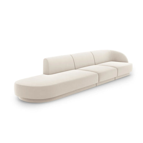 Miley 4-Sitzer Sofa, Linke Seite offen, in Samt (Blu22) in Leichtes Beige, 323x90 cm – Bild 3